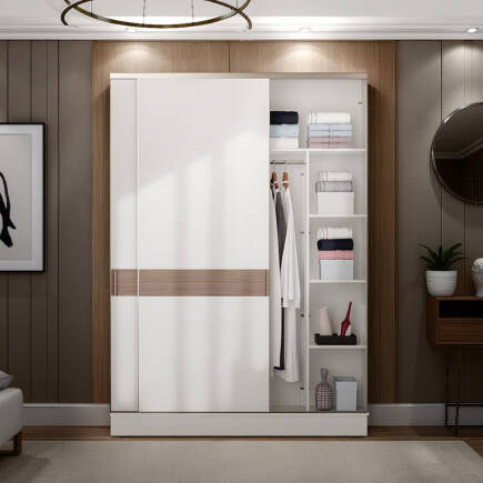 Milano Sürgülü Gardırop - Vizon/Zebra 160x223x60 cm - 8
