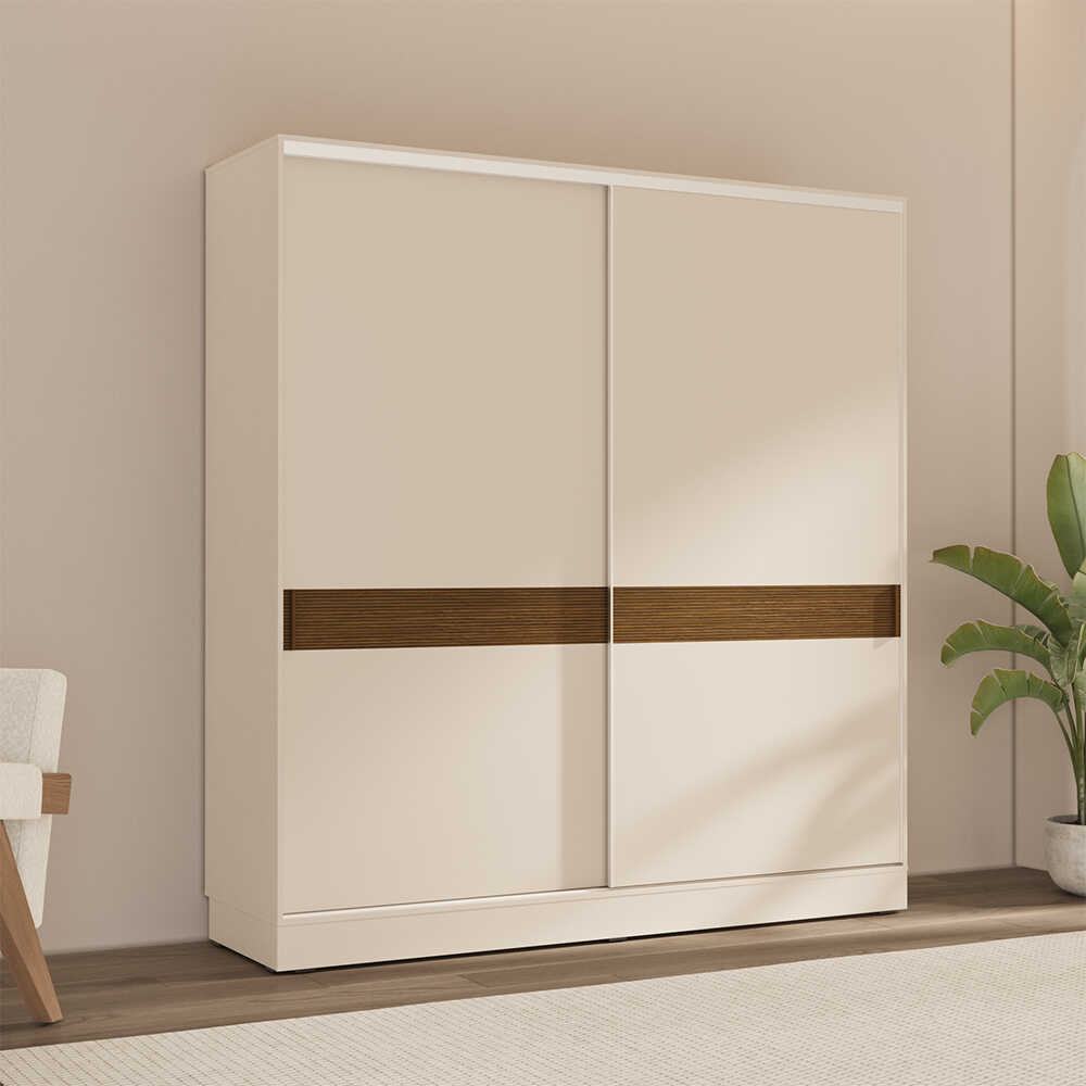 Milano Sürgülü Gardırop - Vizon/Zebra 207x223x60 cm - Adore Mobilya