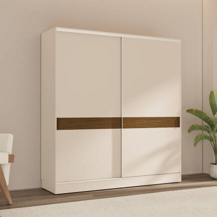 Milano Sürgülü Gardırop - Vizon/Zebra 207x223x60 cm