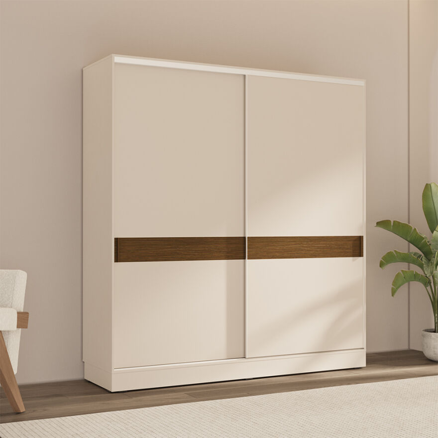 Milano Sürgülü Gardırop - Vizon/Zebra 207x223x60 cm - 1