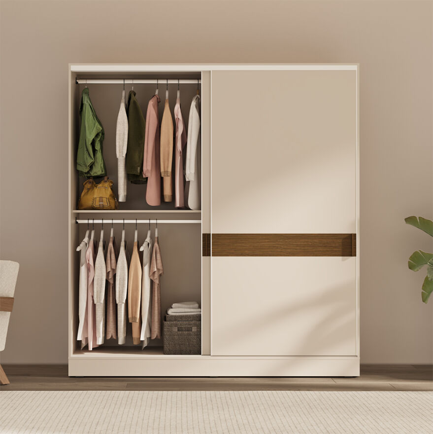 Milano Sürgülü Gardırop - Vizon/Zebra 207x223x60 cm - 2