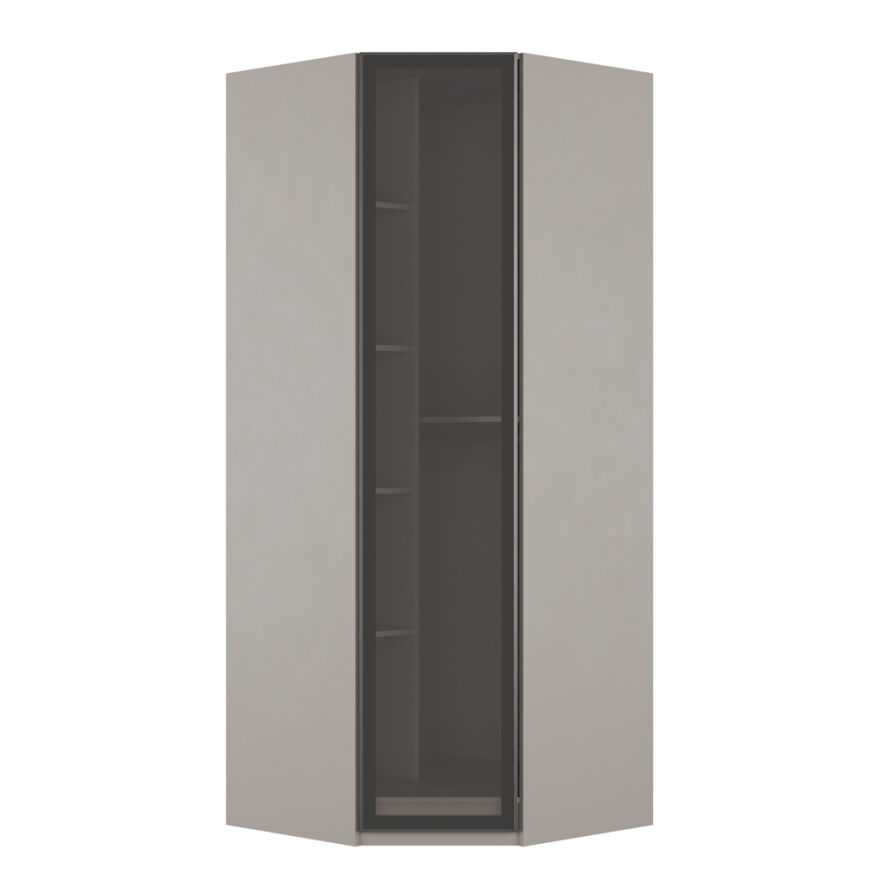 Milano Tek Kapaklı Aynalı Köşe Gardırop - Trend Gri 90x223x90 cm - 7