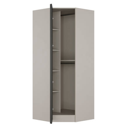 Milano Tek Kapaklı Aynalı Köşe Gardırop - Trend Gri 90x223x90 cm - 8
