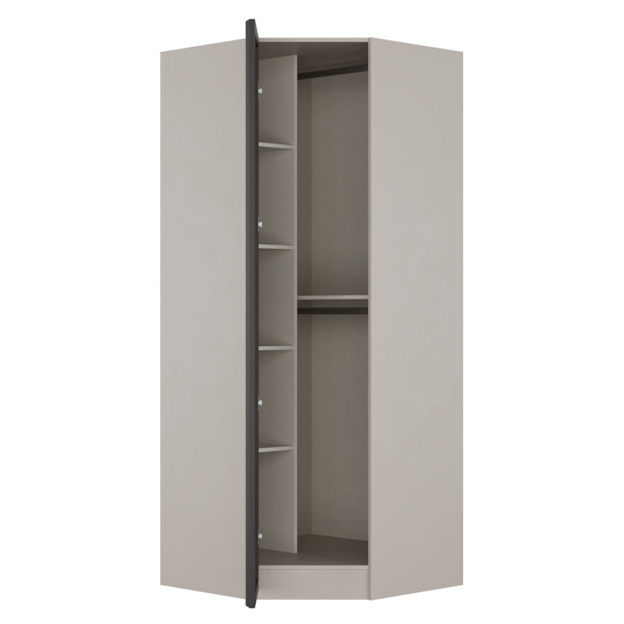 Milano Tek Kapaklı Aynalı Köşe Gardırop - Trend Gri 90x223x90 cm - 8