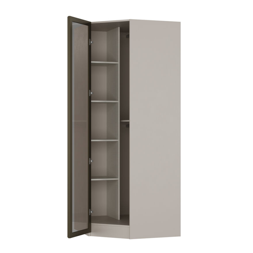 Milano Tek Kapaklı Aynalı Köşe Gardırop - Trend Gri 90x223x90 cm - 6