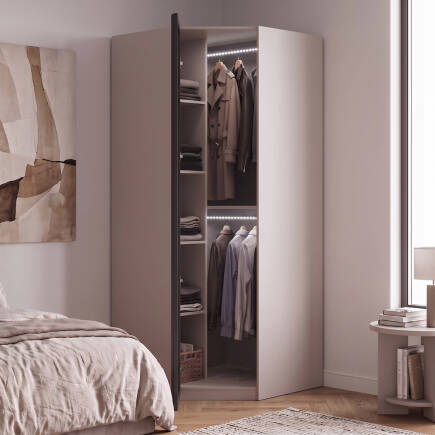 Milano Tek Kapaklı Aynalı Köşe Gardırop - Trend Gri 90x223x90 cm (1)