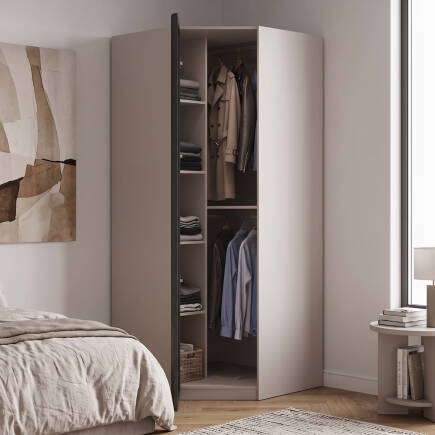 Milano Tek Kapaklı Aynalı Köşe Gardırop - Trend Gri 90x223x90 cm - 4