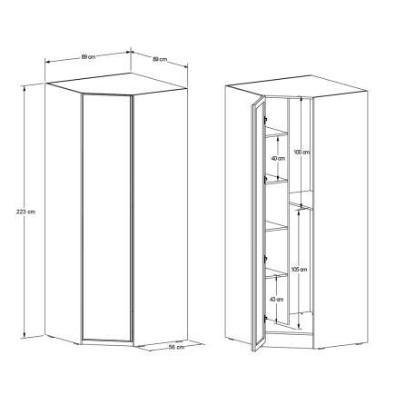 Milano Tek Kapaklı Aynalı Köşe Gardırop - Trend Gri 90x223x90 cm - 12