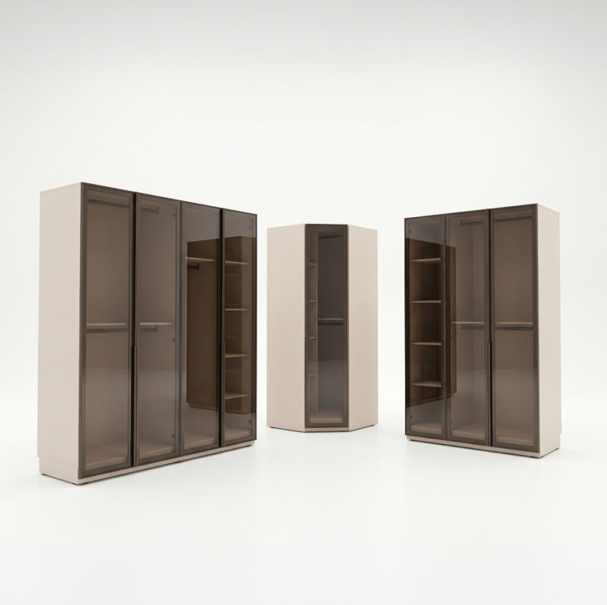 Milano Tek Kapaklı Aynalı Köşe Gardırop - Trend Gri 90x223x90 cm - 11