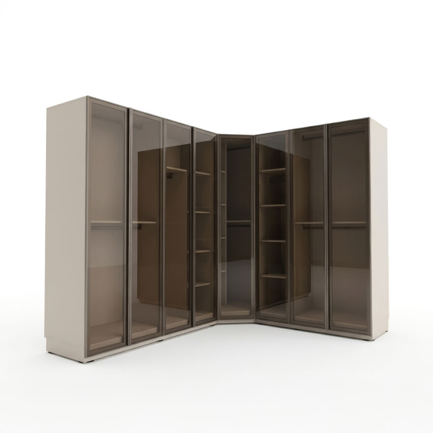 Milano Tek Kapaklı Aynalı Köşe Gardırop - Trend Gri 90x223x90 cm - 9