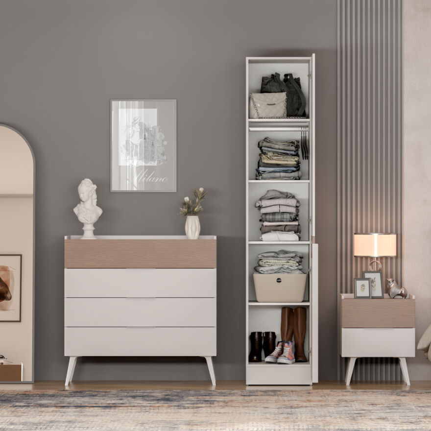 Milano Tekli Gardırop Gövdesi - Vizon 45x223x60 cm - 2