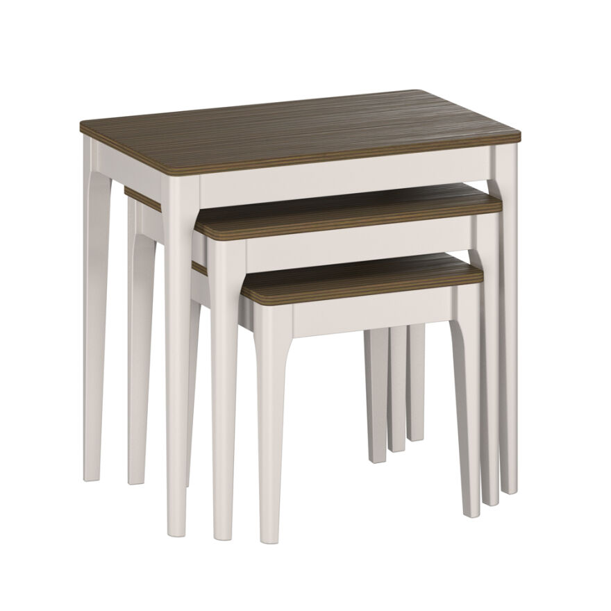 Milano Üçlü Zigon Sehpa - Vizon/Zebra 64x60x40 cm - 1