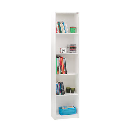 Modern 5 Raflı Kitaplık - Parlak Lake Beyaz 43x182x26 cm (GxYxD) - Adore Mobilya