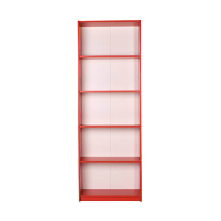 Modern 5 Raflı Kitaplık - Kırmızı 64x182x26 cm (GxYxD) - 3