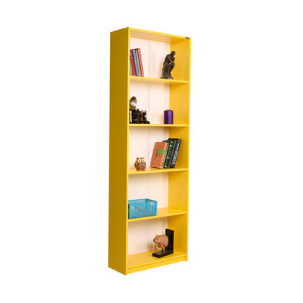 Modern 5 Raflı Kitaplık - Sarı 64x182x26 cm (GxYxD) - 1
