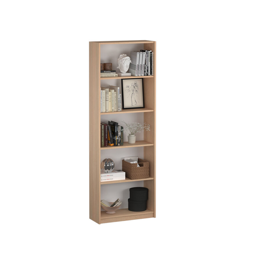 Modern 5 Raflı Kitaplık - Sonoma 64x182x26 cm (GxYxD) - 3