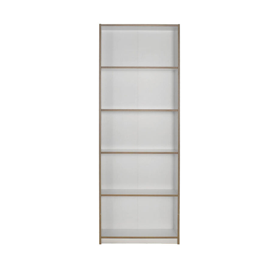 Modern 5 Raflı Kitaplık - Mat Lake Beyaz/Kontra 64x182x26 cm (GxYxD) - 3