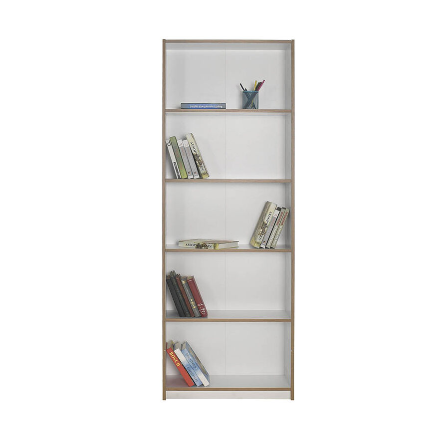 Modern 5 Raflı Kitaplık - Mat Lake Beyaz/Kontra 64x182x26 cm (GxYxD) - 4