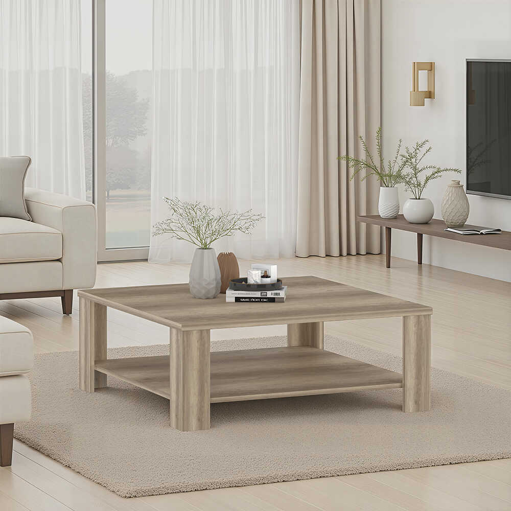 New Line Kare Orta Sehpa - Açık Ceviz (Tori) 90x35x90 cm (GxYxD)