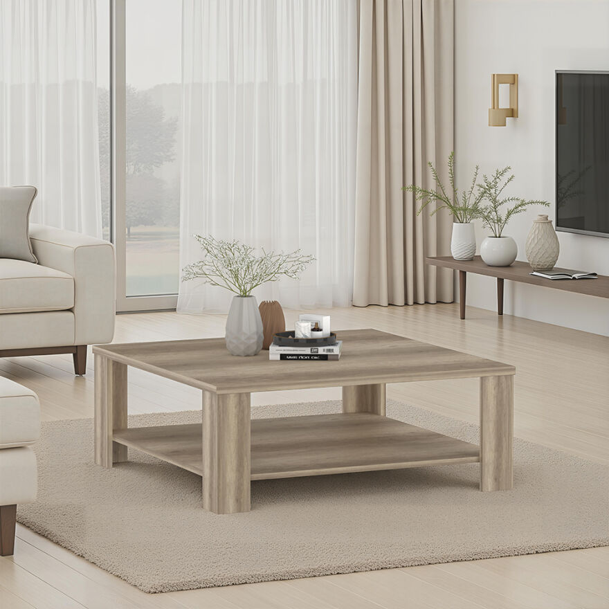 New Line Kare Orta Sehpa - Açık Ceviz (Tori) 90x35x90 cm (GxYxD) - 1