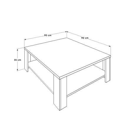 New Line Kare Orta Sehpa - Açık Ceviz (Tori) 90x35x90 cm (GxYxD) - 5