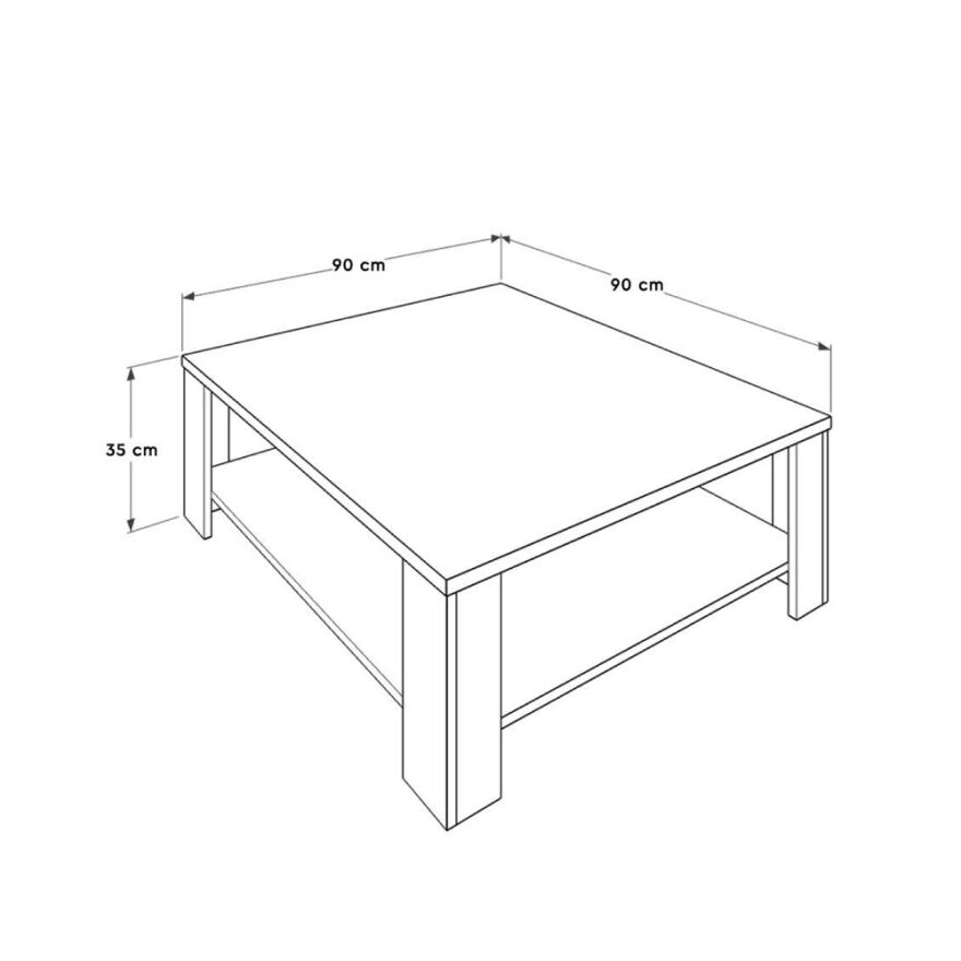 New Line Kare Orta Sehpa - Açık Ceviz (Tori) 90x35x90 cm (GxYxD) - 5
