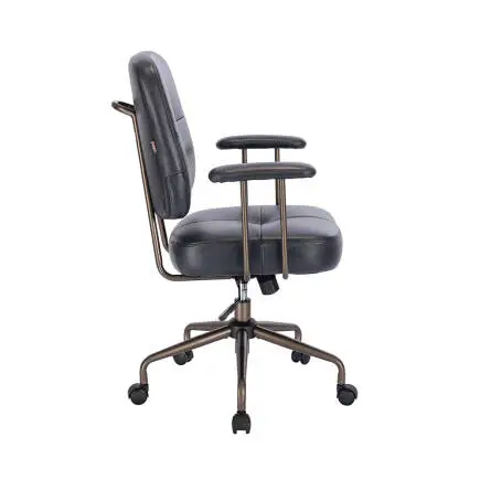 New York Çalışma Sandalyesi - Koyu Gri S.Deri 65x96,5-102,5x68 cm - 3