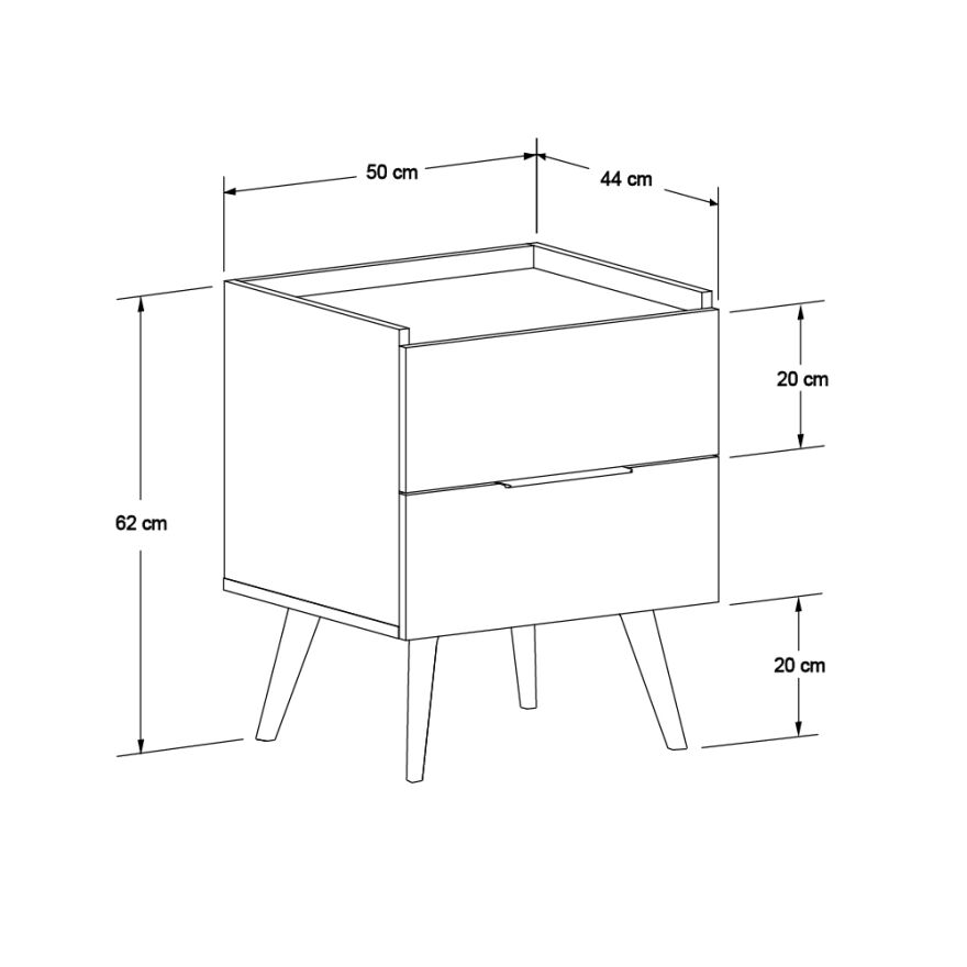Oryana 2 Çekmeceli Komodin - Florida Meşe 55x59x44 cm - 6