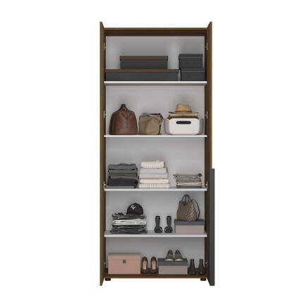 Oryana 2 Kapaklı 5 Bölmeli Gardırop-Koyu Ceviz 90x210x62 cm - 4