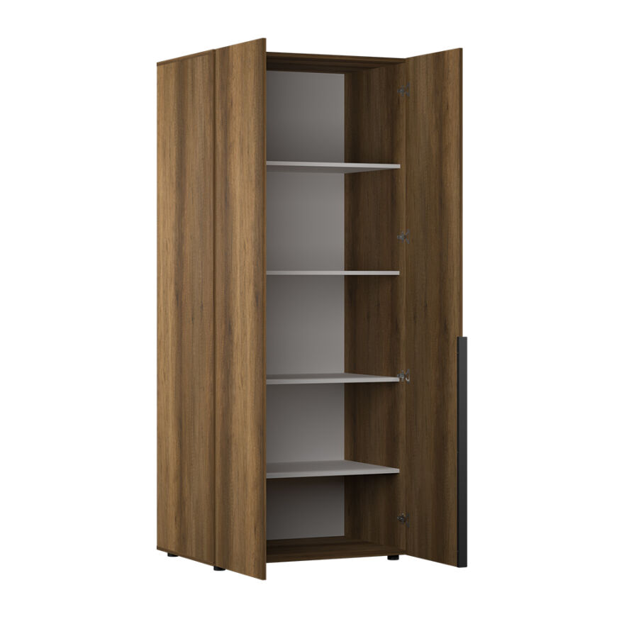 Oryana 2 Kapaklı 5 Bölmeli Gardırop-Koyu Ceviz 90x210x62 cm - 7