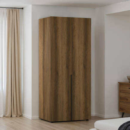 Oryana 2 Kapaklı 5 Bölmeli Gardırop-Koyu Ceviz 90x210x62 cm - Adore Mobilya