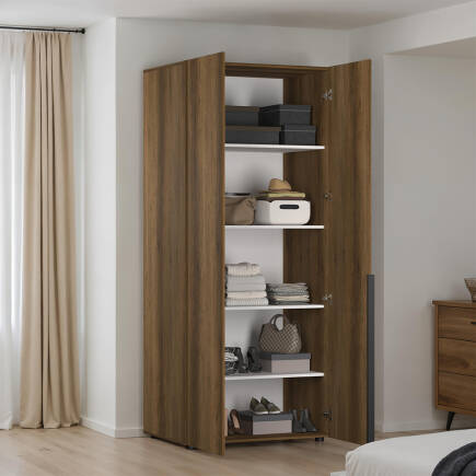 Oryana 2 Kapaklı 5 Bölmeli Gardırop-Koyu Ceviz 90x210x62 cm - Adore Mobilya (1)