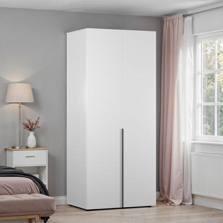 Oryana 2 Kapaklı 5 Bölmeli Gardırop-Mat Lake Beyaz 90x210x62 cm - Adore Mobilya