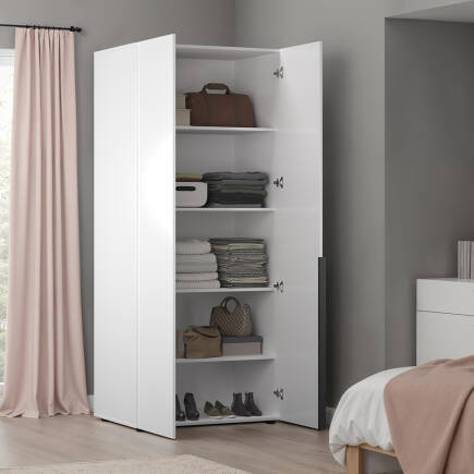 Oryana 2 Kapaklı 5 Bölmeli Gardırop-Mat Lake Beyaz 90x210x62 cm - Adore Mobilya (1)