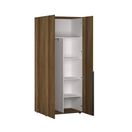 Oryana 2 Kapaklı Ara Bölmeli Gardırop-Koyu Ceviz 90x210x62 cm - 9