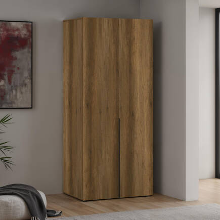 Oryana 2 Kapaklı Ara Bölmeli Gardırop-Koyu Ceviz 90x210x62 cm - Adore Mobilya