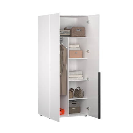 Oryana 2 Kapaklı Ara Bölmeli Gardırop-Mat Lake Beyaz 90x210x62 cm - 6