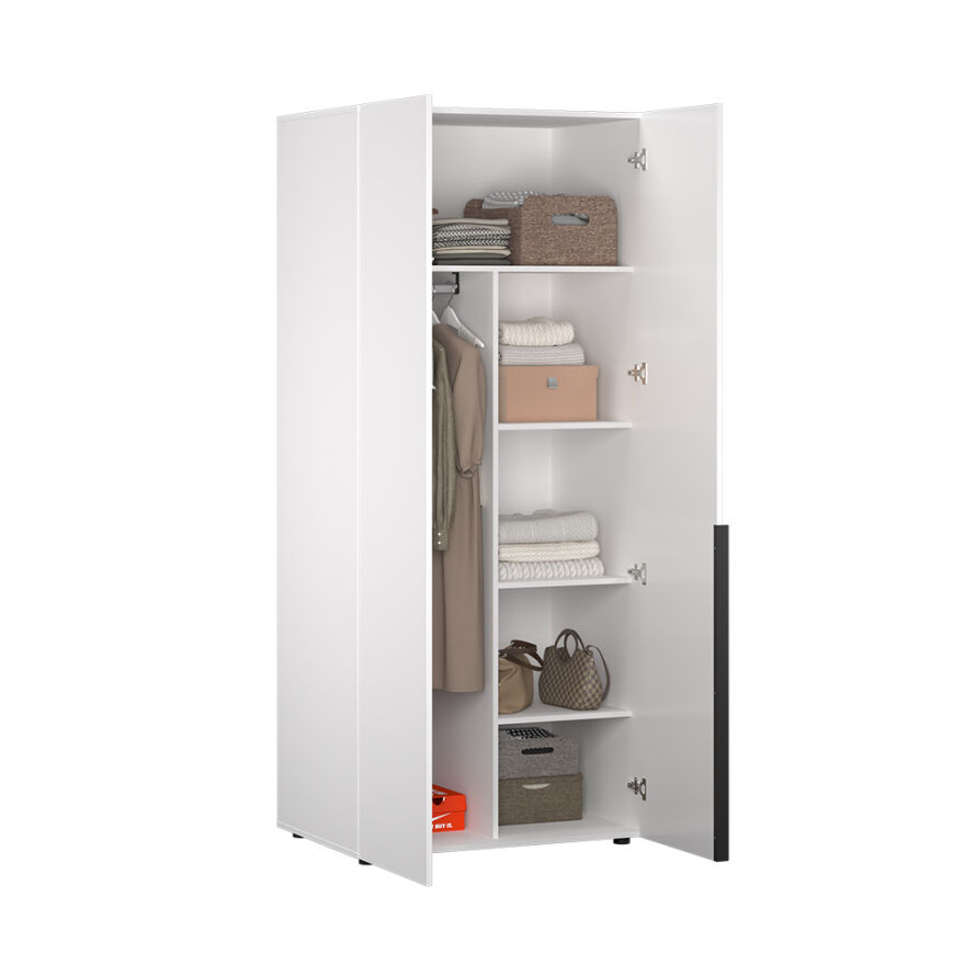 Oryana 2 Kapaklı Ara Bölmeli Gardırop-Mat Lake Beyaz 90x210x62 cm - 6