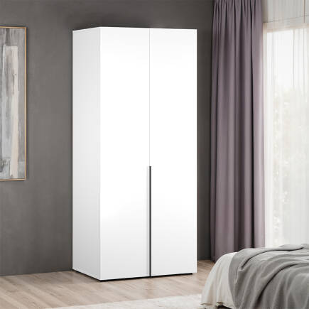 Oryana 2 Kapaklı Ara Bölmeli Gardırop-Mat Lake Beyaz 90x210x62 cm - Adore Mobilya