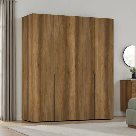 Oryana 4 Kapaklı Gardırop-Koyu Ceviz 180x210x62 cm 