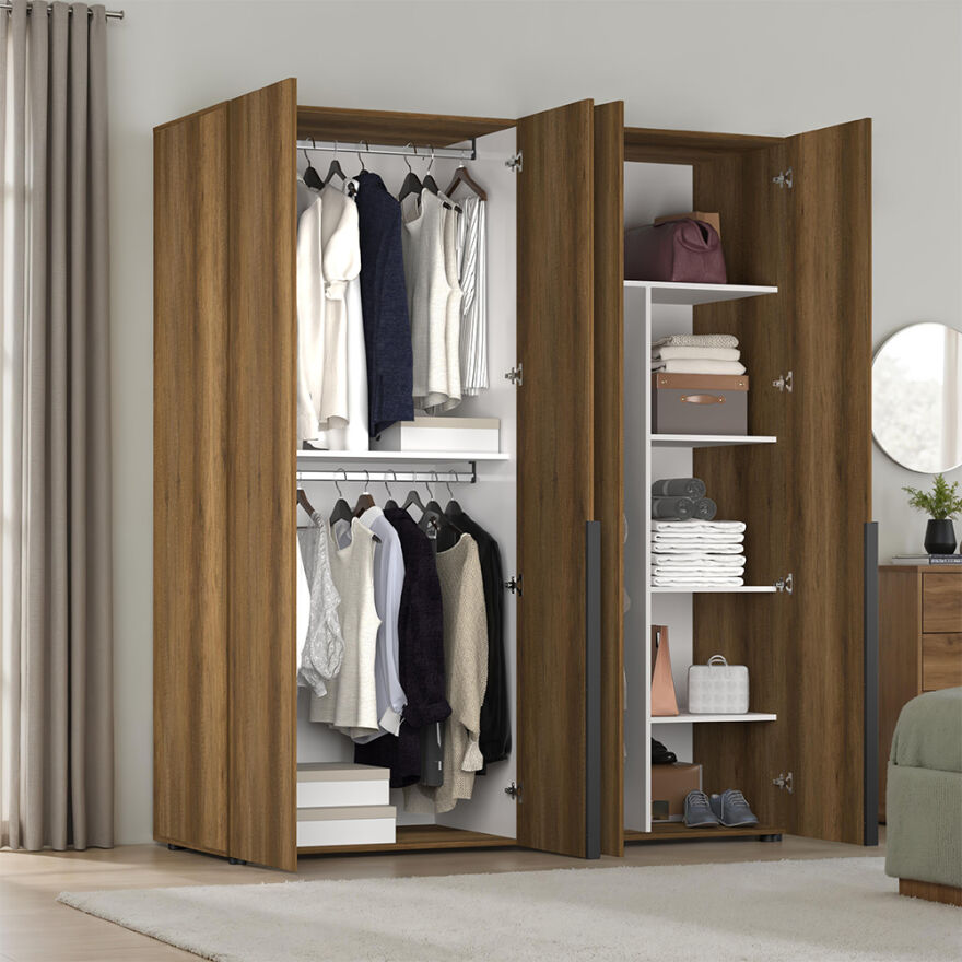 Oryana 4 Kapaklı Gardırop-Koyu Ceviz 180x210x62 cm - 2