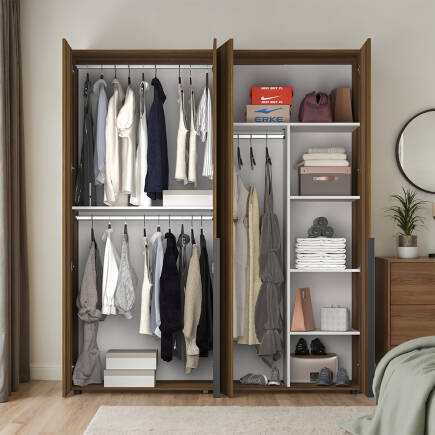 Oryana 4 Kapaklı Gardırop-Koyu Ceviz 180x210x62 cm - 4