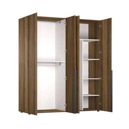 Oryana 4 Kapaklı Gardırop-Koyu Ceviz 180x210x62 cm - 7
