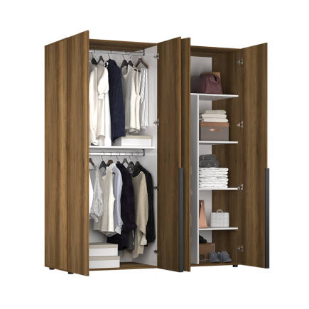 Oryana 4 Kapaklı Gardırop-Koyu Ceviz 180x210x62 cm - 5