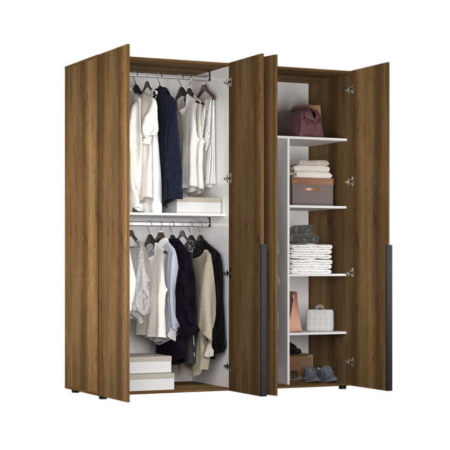 Oryana 4 Kapaklı Gardırop-Koyu Ceviz 180x210x62 cm - 5
