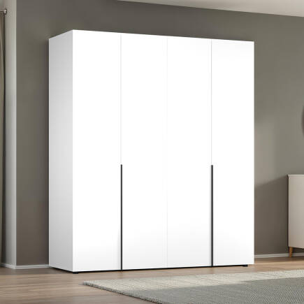Oryana 4 Kapaklı Gardırop-Mat Lake Beyaz 180x210x62 cm - Adore Mobilya