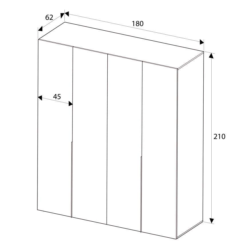 Oryana 4 Kapaklı Gardırop - Diamond Beyaz 180x210x62 cm - 11