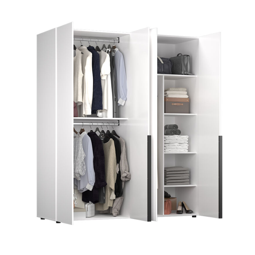 Oryana 4 Kapaklı Gardırop - Diamond Beyaz 180x210x62 cm - 5