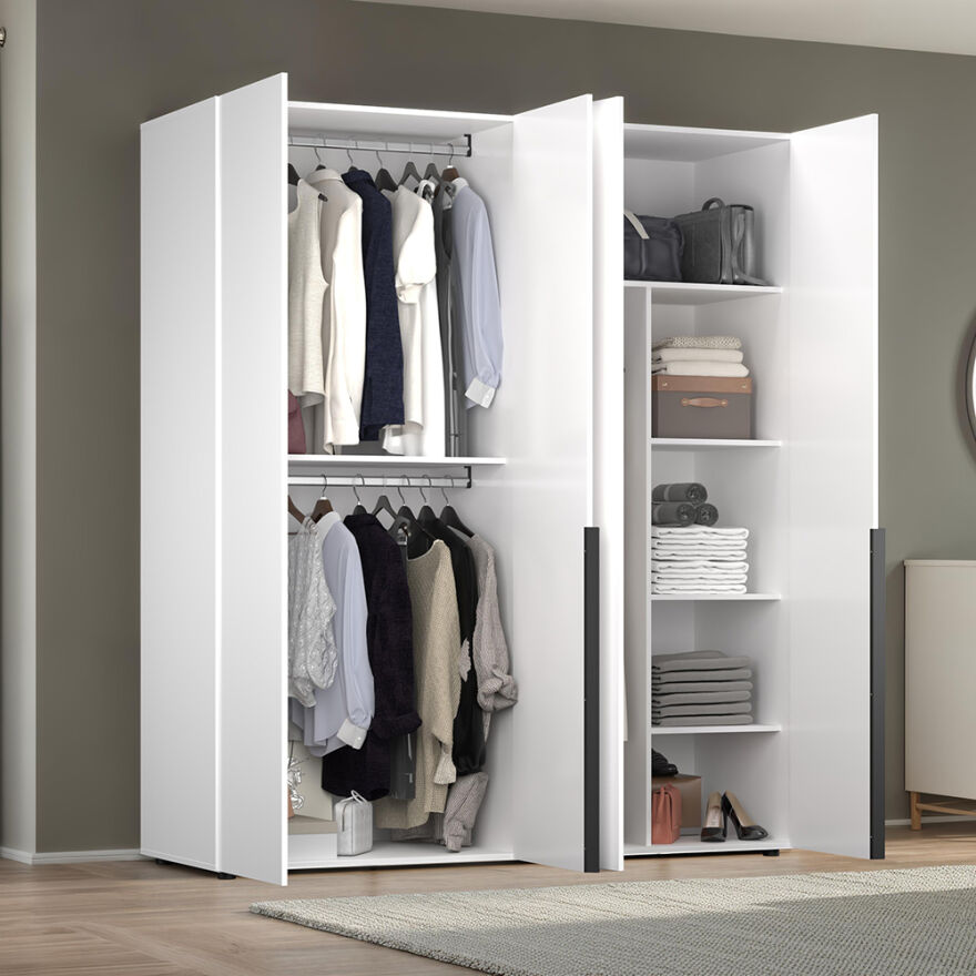 Oryana 4 Kapaklı Gardırop - Diamond Beyaz 180x210x62 cm - 2