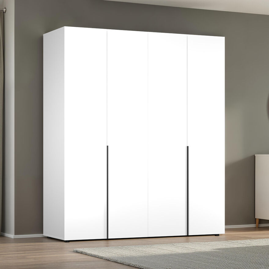Oryana 4 Kapaklı Gardırop - Diamond Beyaz 180x210x62 cm - 1